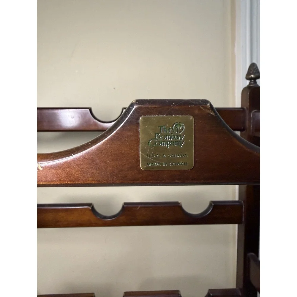 Bombay Company Wood Freestanding 12-Bottle Wine Rack Dark Brown 19.5in